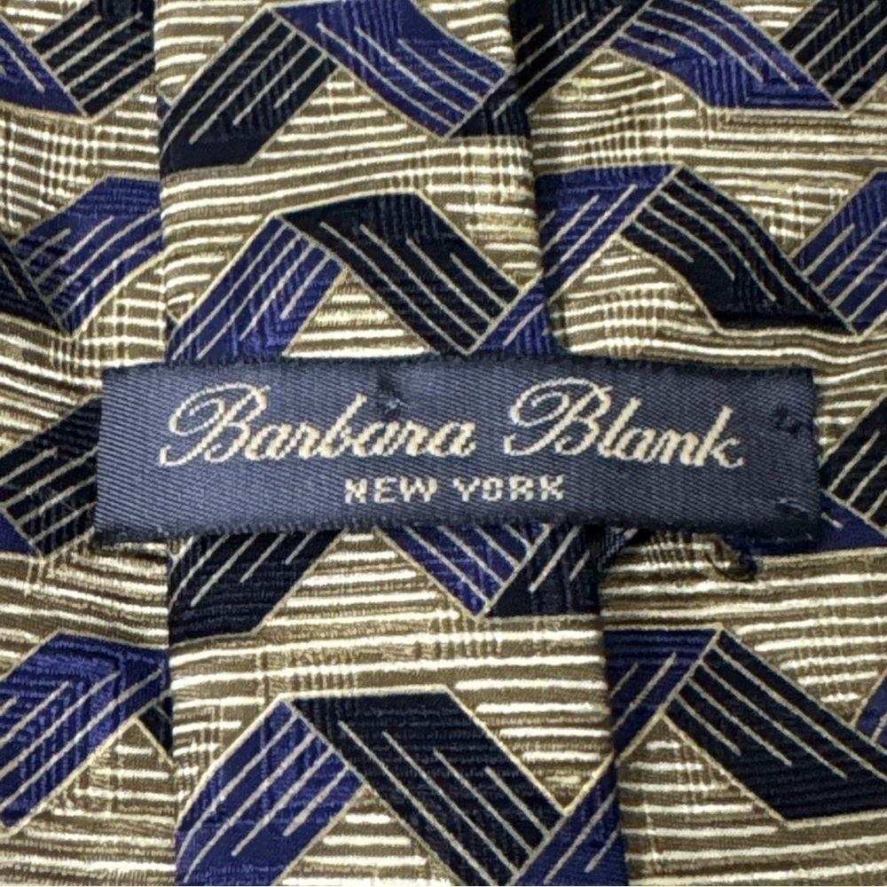 Barbara Blank New York Men's Necktie Tie All Silk Handmade Gold Black Blue - Picture 2 of 5